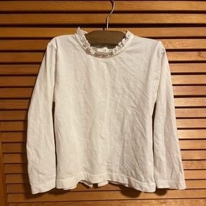 Baby Boden white long sleeve shirt lace collar